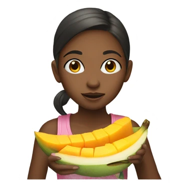 Girl eating mango sticker
