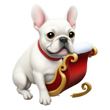 White French bulldog sitting in Santa’s sleigh sticker