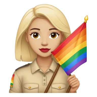 woman with lgbt flag sticker