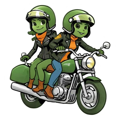 Couple riding super motorbike sticker