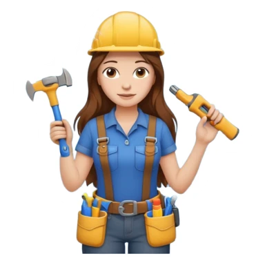 beautiful girl with long brown hair constructing new shower area sticker