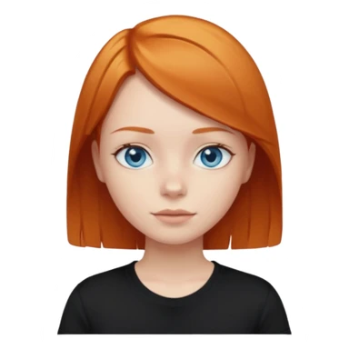 Blue eyes,ginger short straight hair, black t-shirt girl sticker