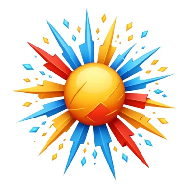 stylized explosion with dynamic lines and bright colors, representing raiding action, modern emoji style sticker