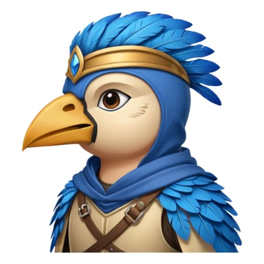 bird warrior with hood, blue sticker