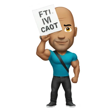 the rock holding a sign on the head sticker