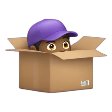 delivery man in purple with rising hand sticker