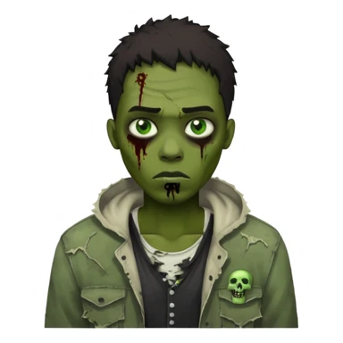 a black dude with green eyes with a grunge zombie style  sticker