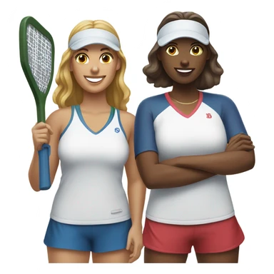 2 women playing pickleball  sticker