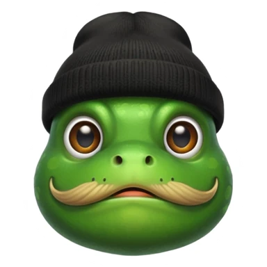 frog with beard and moustache and black beanie sticker