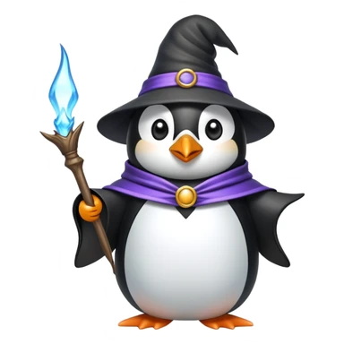 penguin wizard casting a spell sticker