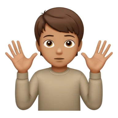 A boy shrugging with the number 6 over one hand and the number 7 over the other  sticker