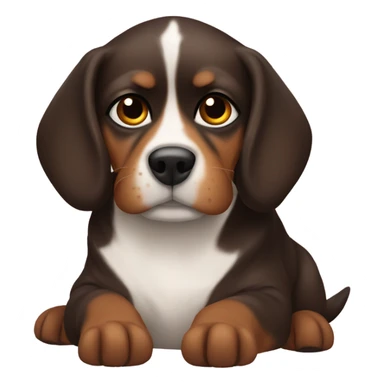 Brow dog resting indoors peacefully sticker