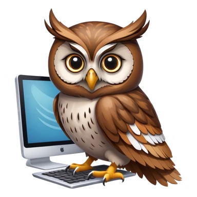 Owl sitting at computer  sticker