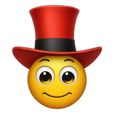 red top hat with yellow ribbon and little devil horns sticker