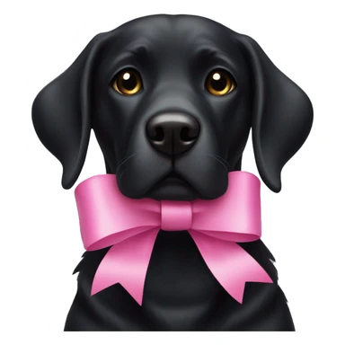 Black Lab dog with a pink bow sticker