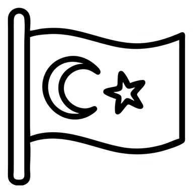 East Turkestan flag, modern icon, blue background, white crescent moon and star, no text sticker