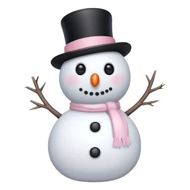 cute white and light pink snowman with black buttons sticker
