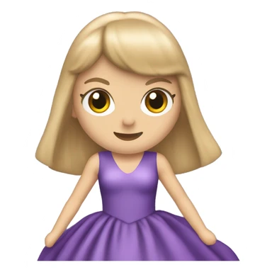 Taylor Swift performing in a long purple gown with straight blonde hair and bangs sticker