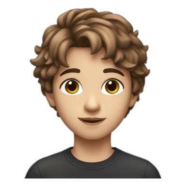 A 14 years old kid with cut brown hair with black eyes sticker