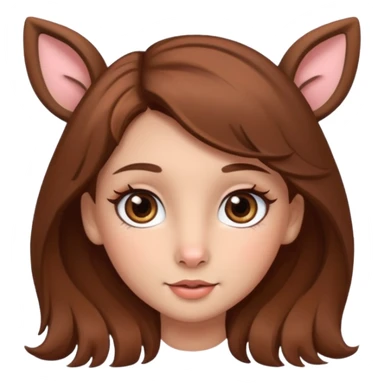 Make a cute girl deer with brown hair and big brown eyes give her cute lashes sticker