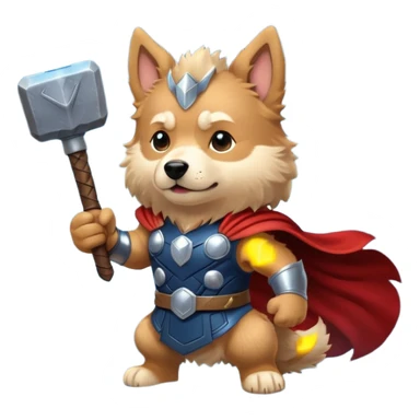 dog thor has mjolnir. has lightning powers dynamic pose sticker