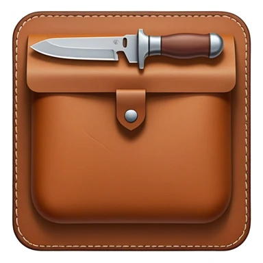 Leatherworking icon, piece of raw leather being processed, tools like knife, stitching awl, mallet, leathercraft tools in use, texture of leather, minimalistic style, clean lines, transparent background. sticker