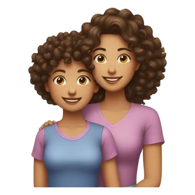 brunette mom with curly hair and brunette daughter with curly hair smiling  sticker