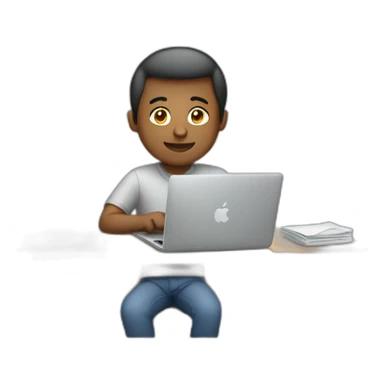 man working on macbook sticker