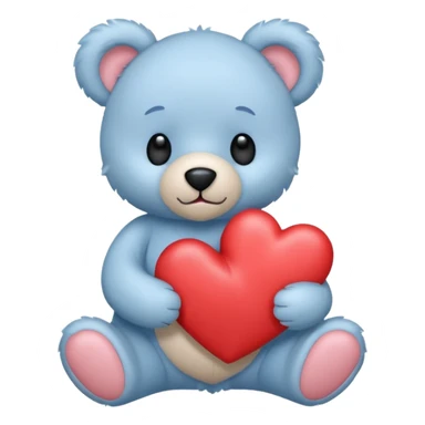 blue pastel teddy bear hold red heart sticker