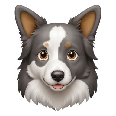 A border collie dog with grey and white fur and brown eyes straight ears  sticker