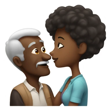 Darkskin grandpa kissing young brown skin girlfriend  sticker