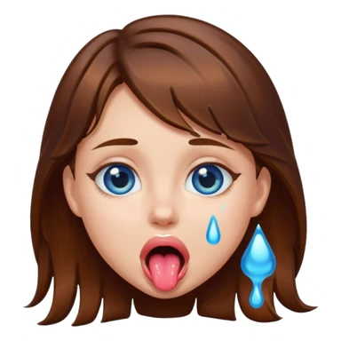 Girl with brown hair, blue eyes, a wet slimy face and her tongue out. Just on her face, hair and tongue. sticker