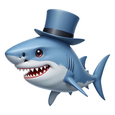 shark with a tophat in the style of pixel art sticker