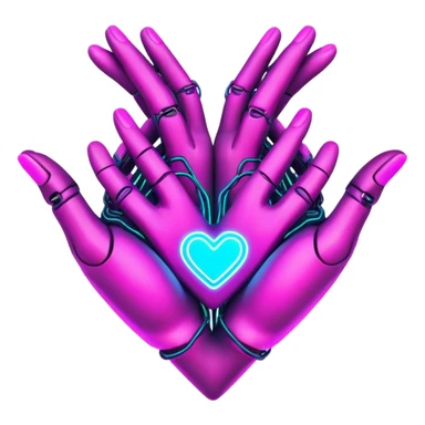 Neon cyberpunk style 
heart made of  hands sticker