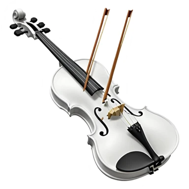 A pure white violin, sleek and elegant, animated style, soft glow, premium 3D-like shading, high resolution, minimalistic background, cheerful and visually appealing, perfect for Telegram emoji or sticker sticker