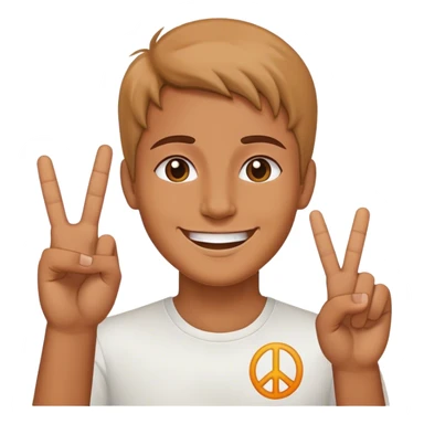 smiling with peace sign sticker