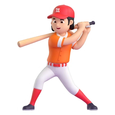 Make the baseball bat character all the same color and render it in a 3D style with no background. sticker