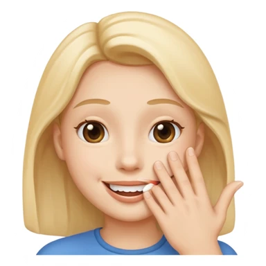 smiling face with a hand covering the mouth sticker