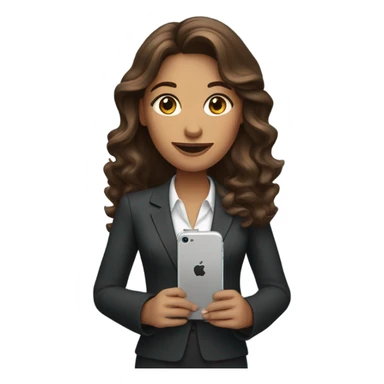 business woman with long wavy brown hair and iphone sticker
