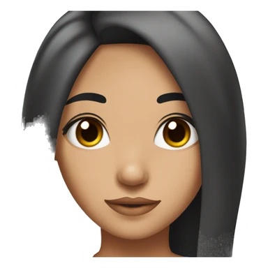 18 years old girl with straight black hair and brown sweet eyes sticker