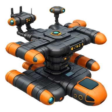 Orange, cyberpunk style, neon, gravity realistic space station sticker