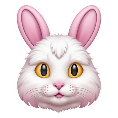 cat emoji with white bunny fur and pink bunny ears sticker