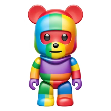 bearbrick toy wearing a rainbow colorful balaclava mask sticker