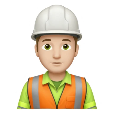 Hombre ingeniero casco blanco y chaleco verde sticker