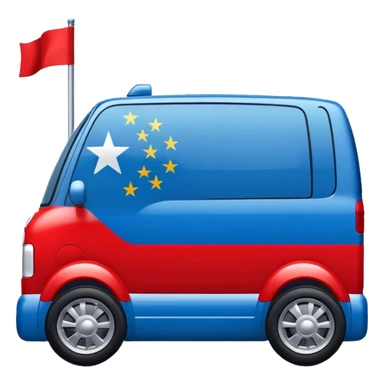 bandera horizontal, mitad superior azul y mitad inferior azul, con una rueda de carro en rojo en el centro. ocupando la rueda desde el límite superior al inferior sticker