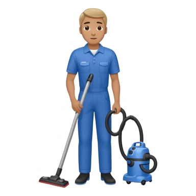 técnico de limpieza hombre sujetando una aspiradora de agua (medio cuerpo) sticker