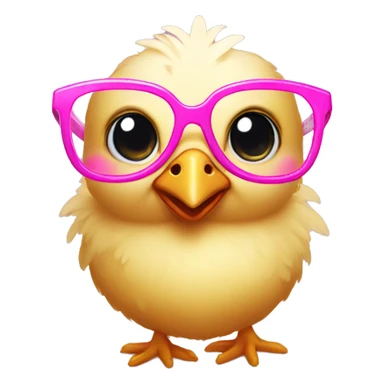 baby chicken with pink glasses sticker