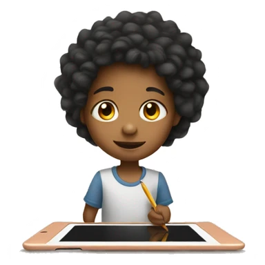 child drawing on ipad sticker