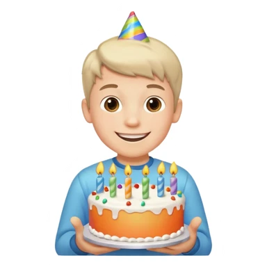 boy with birthday cake sticker