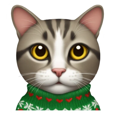 cat wearing a christmas sweater  sticker